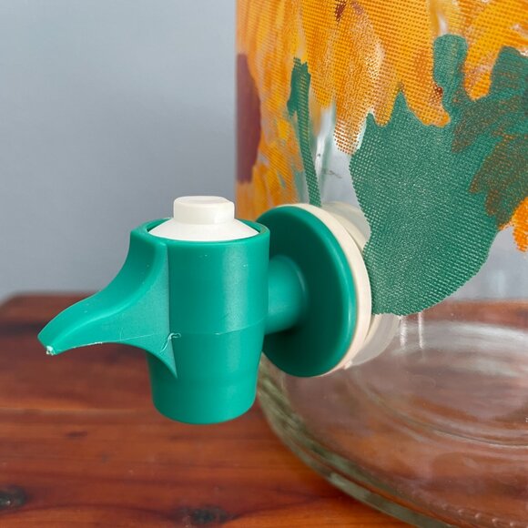 Vintage Sunflowers Iced Tea Glass Pitcher Jar Sun Tea Lid & Spout 1 Gallon - Picture 7 of 13